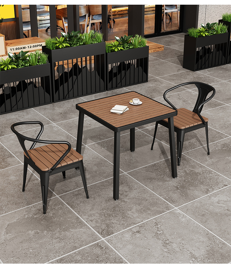 户外桌椅露天外休闲别墅咖啡厅摆塑木防腐庭院组合套装餐桌椅桌椅详情14