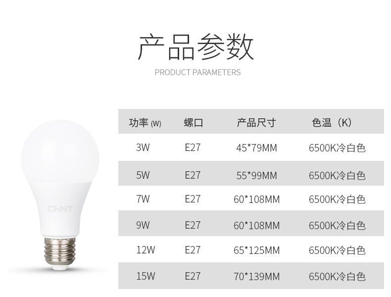 正泰照明灯泡LED节能灯家用超亮E27螺纹口螺旋型大功率防水批发详情31