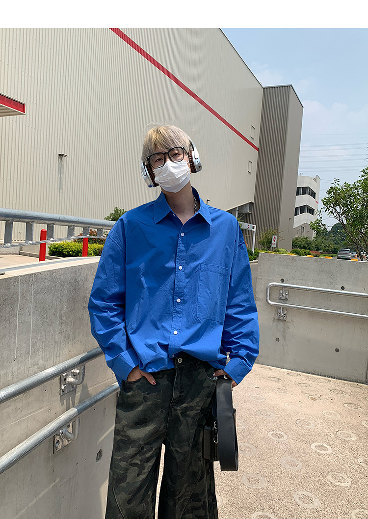 简恒薄款纯棉纯色衬衫男士长袖宽松防晒外套秋季痞帅日系休闲衬衣 pic 16