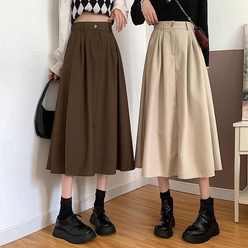 The new Korean-style slimming MIDI skirt for women in the 2022 autumn and winter season is in vogue with A large swing A-line skirt trend pic 6