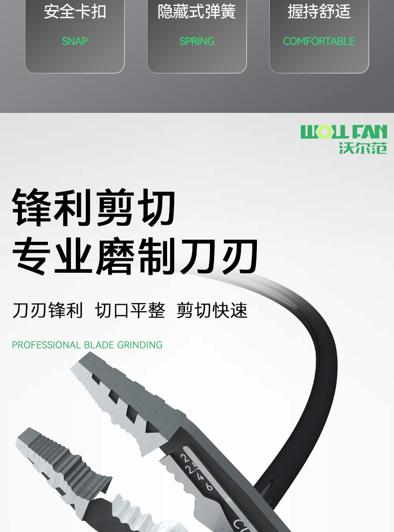 多功能剥线钳老虎钳子十合一电工钢丝钳专用钳类工具剪钳尖嘴钳详情3