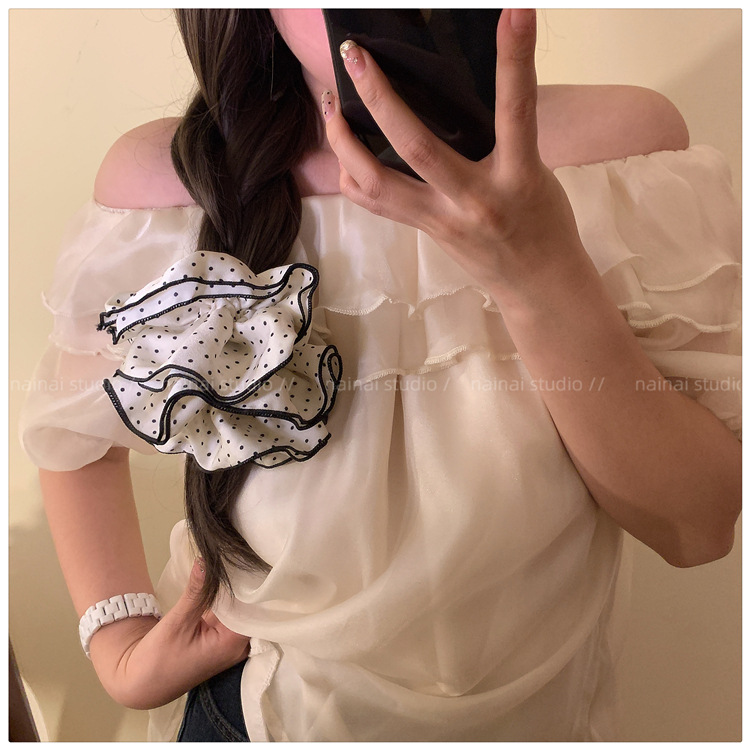 法式优雅波点大肠发圈网红2025新款简约温柔低马尾头绳女款发圈详情5