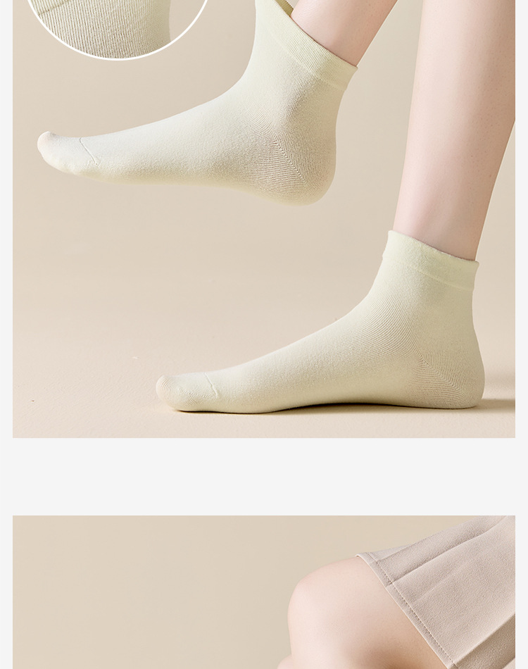 袜子女士夏季薄款纯棉短袜抗菌防臭松口月子袜春秋学生运动中筒袜详情11