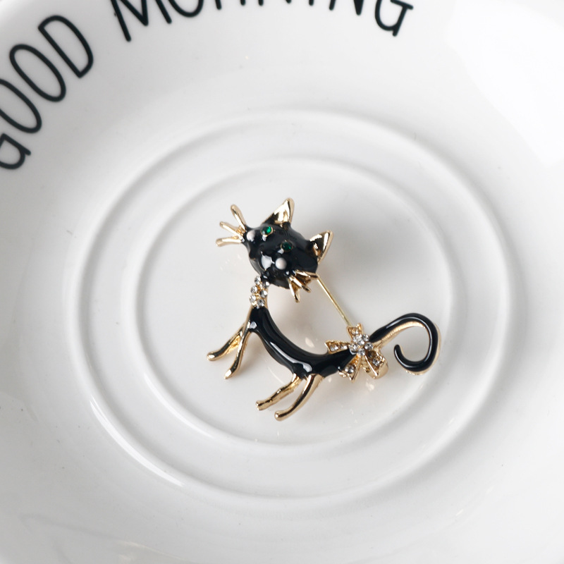 跨境热销新款欧美彩色滴油猫咪胸针卡通动物胸花大衣西服别针衣饰详情12