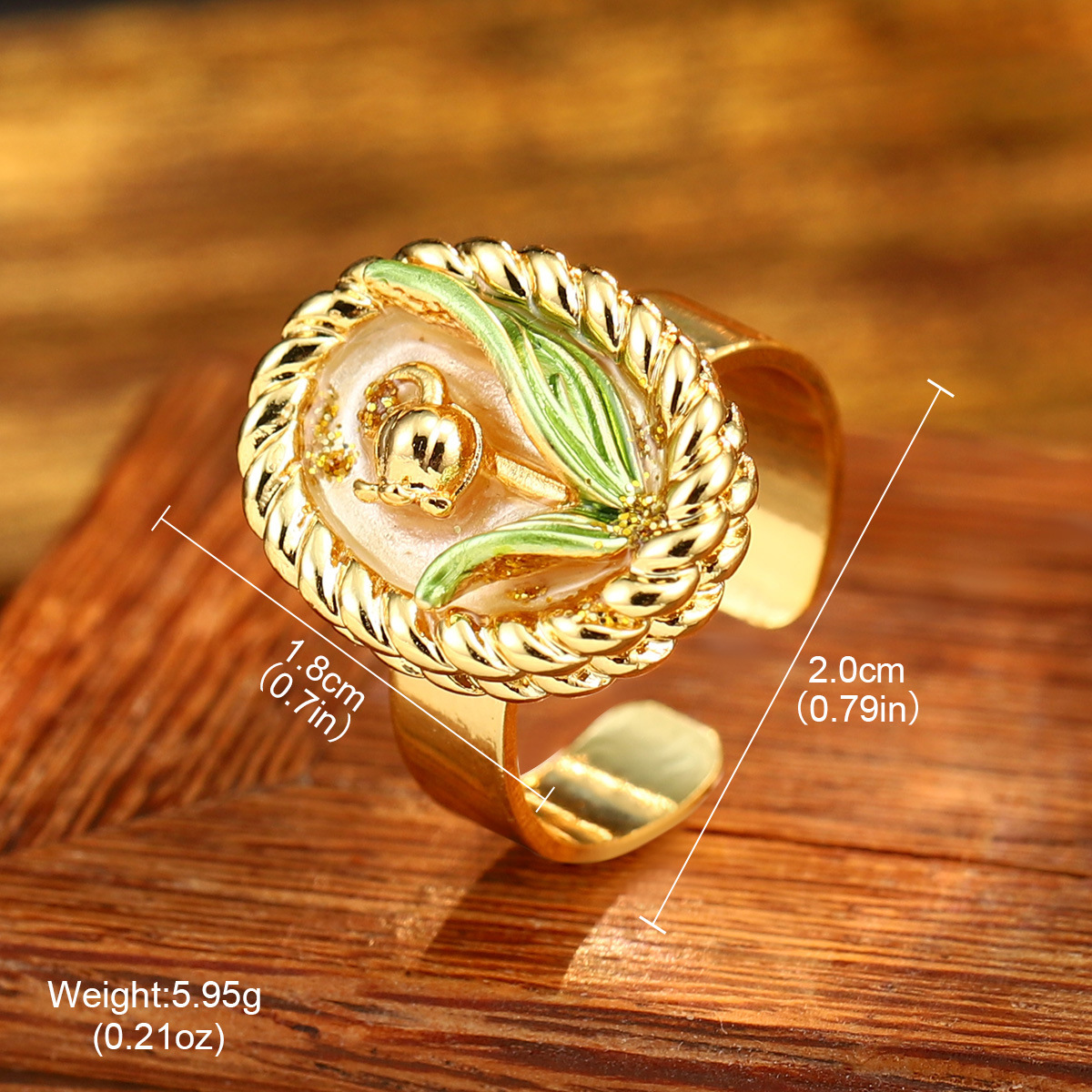 中古vintage饰品油画系列花朵戒指巴洛克天然珍珠手饰夏小众文艺详情29