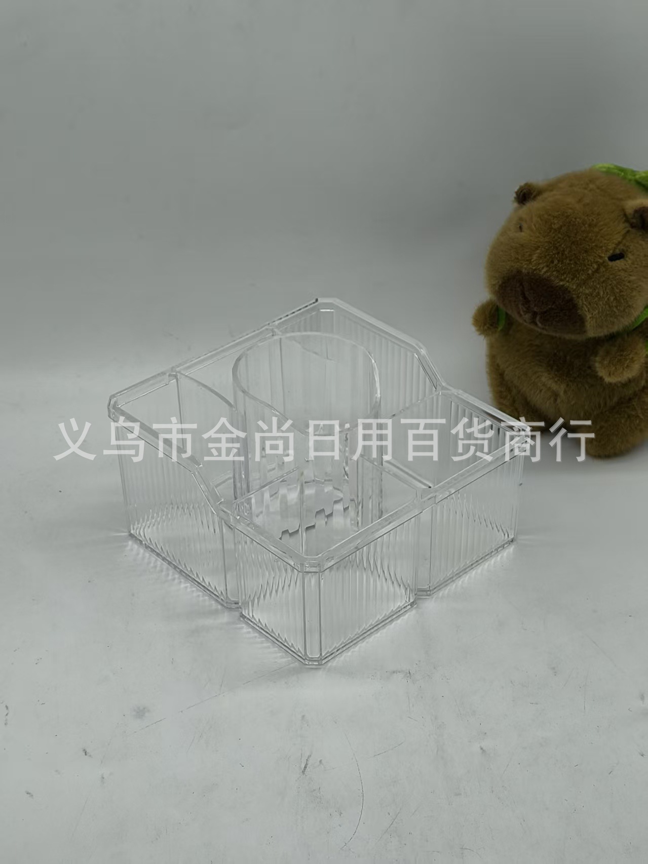 Light luxury transparent cosmetics storage box, desktop dressing table, skin care products, water ripple plastic large-capacity storage box pic 2