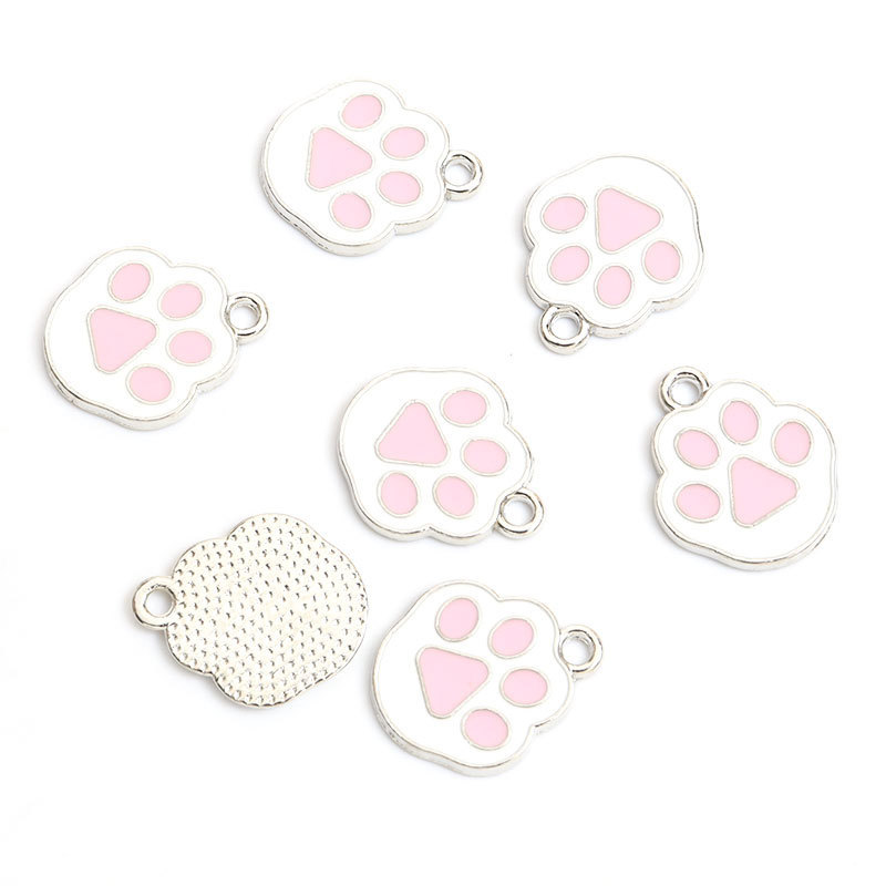 猫爪狗脚印滴油合金挂件脚丫DIY饰品配件手链项链耳环钥匙扣吊坠详情12