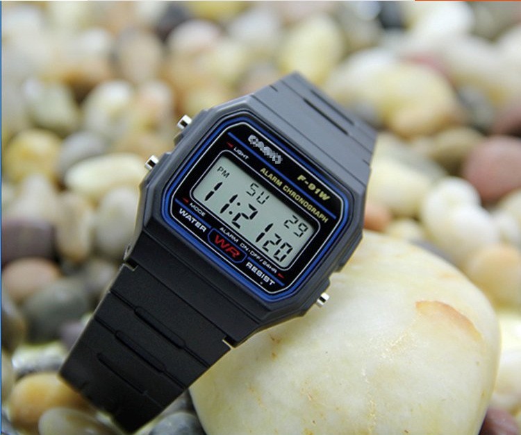 The best-selling retro digital display alarm clock with color lights, multi-functional sports student electronic watch, Cold Light F-91W pic 10