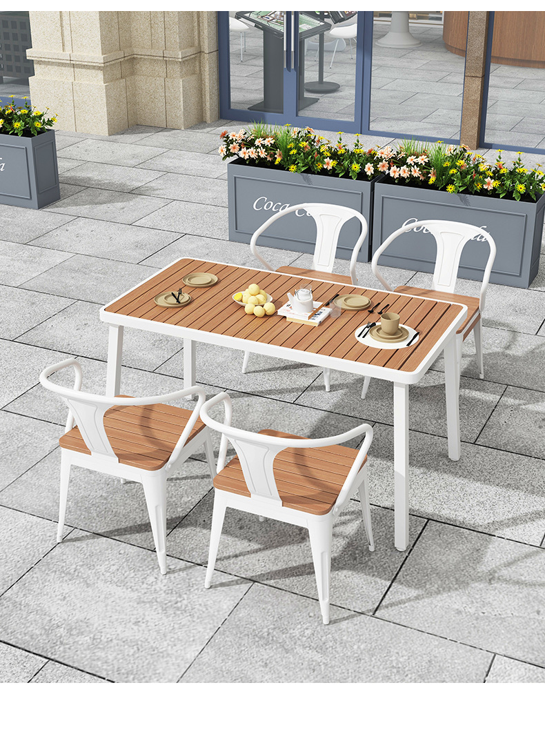 现代简约户外桌椅组合咖啡店露天阳台铁艺桌子别墅休闲商用小餐桌详情13