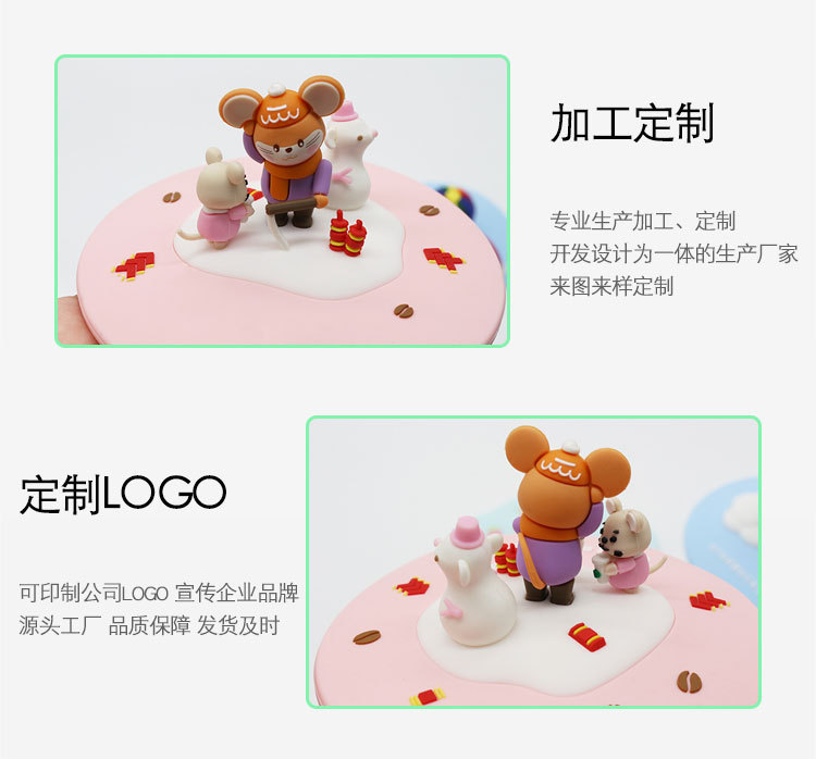 Customizable silicone cartoon creative three-dimensional figurine cup lid, dust-proof and leak-proof, cute round universal mug and tea cup pic 21