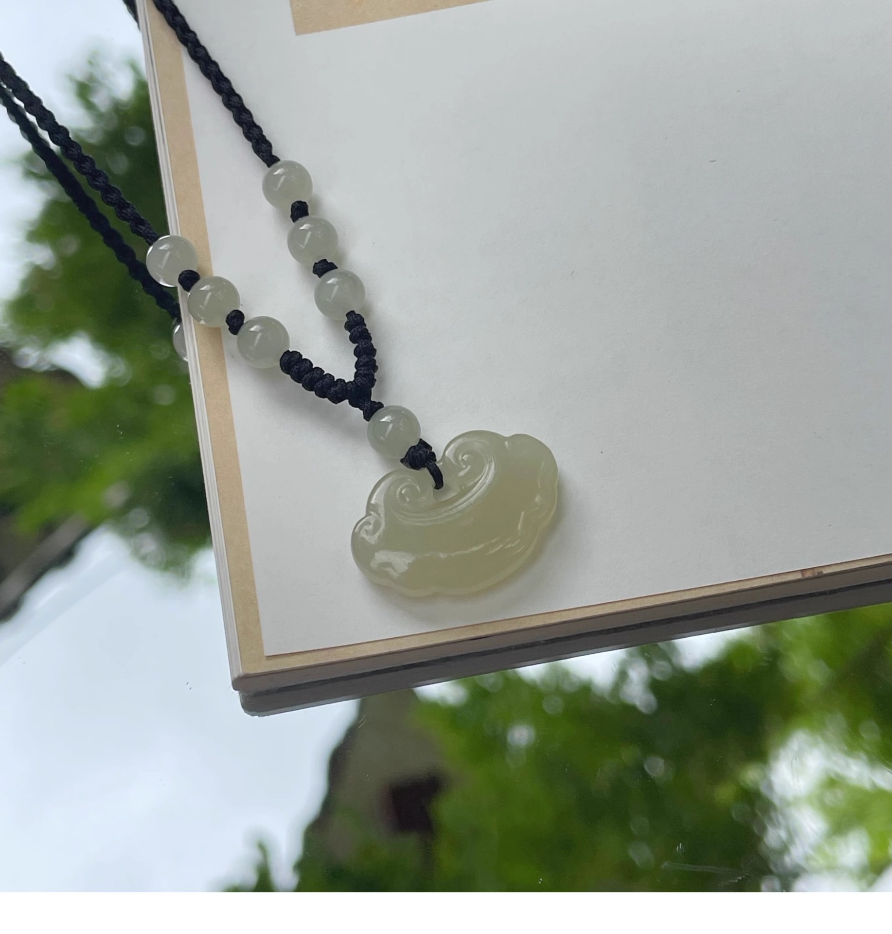 Natural and Tian Jade peace Lock necklace, New Chinese-style traditional Chinese culture Ruyi pendant, collarbone chain, and popular national trend accessories wholesale pic 1