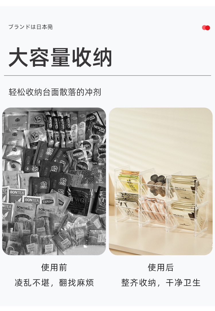 Tea bag storage box, capsule coffee storage rack, tea room shelf, office tea storage box pic 5