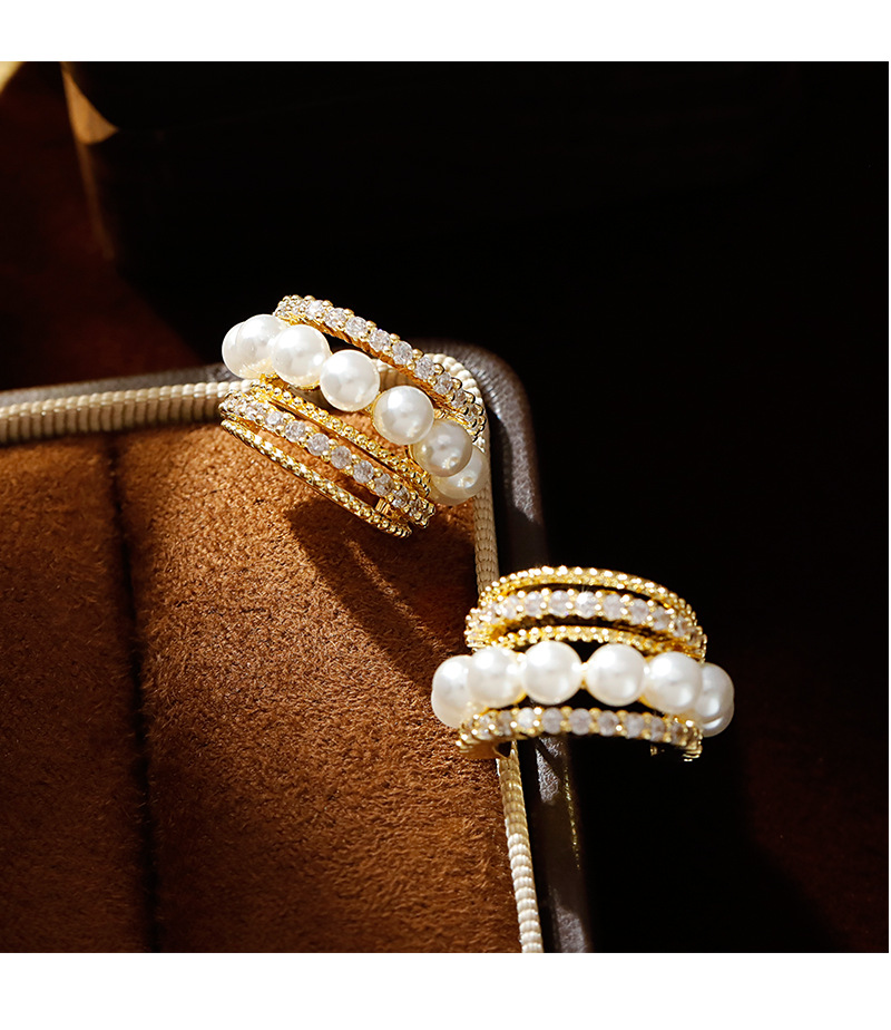 Tipo HyacinthC aretes de perlas coreanos micro circonitas pendientes de medio anillo francés temperamento vintage versátil personalidad pequeña fragancia mujer pic 8