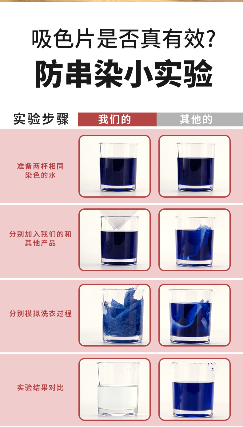 源头工厂跨境吸色片防串色洗衣片衣物防染色混洗无忧衣服防串染详情23