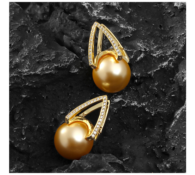 沉甸甸珍珠耳环小众正圆强光锆石耳环优雅复古时尚轻奢名媛耳环女详情5