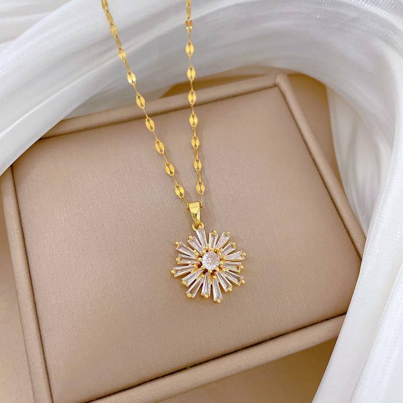 【钛钢】微镶项链耳环套装轻奢微镶雪花个性气质宴会耳饰项饰组合详情13