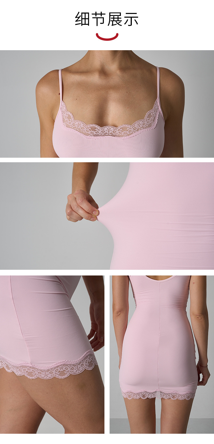 Lace Slip dress高弹无袖蕾丝连衣裙女吊带修身性感短裙夏女装详情5