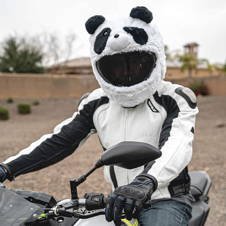 Cross-border bestseller, street blast, powerful helmet decoration set, rabbit plush motorcycle cool helmet set, cute panda mask pic 11