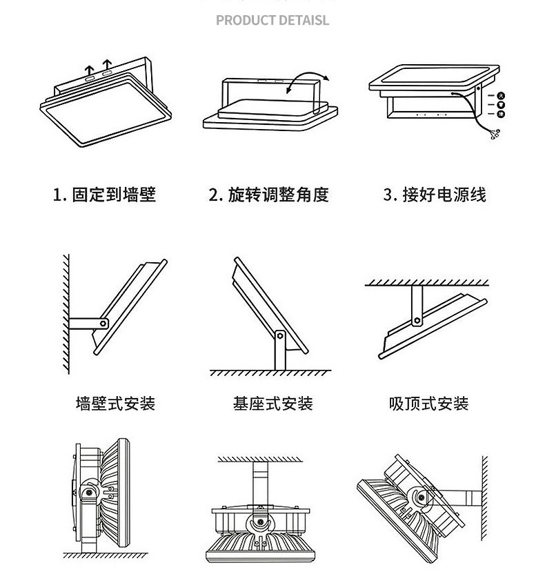 led投光灯射灯室外防水防爆超亮工地工厂房车间探照灯户外灯灯具详情12