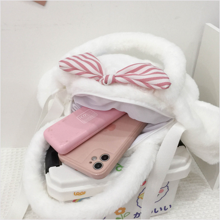 Japanese-style Instagram cute puppy cartoon plush bag, Korean-style soft girl single-shoulder crossbody bag, furry handbag pic 21