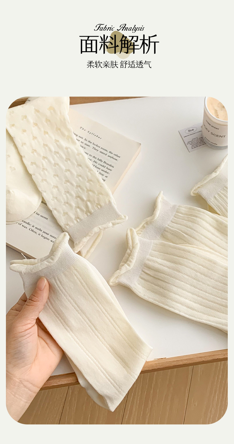White hollowed-out glass fiber mid-calf socks, Korean-style chic ultra-thin summer pile-up socks, ballet-style Lolita girl pic 2
