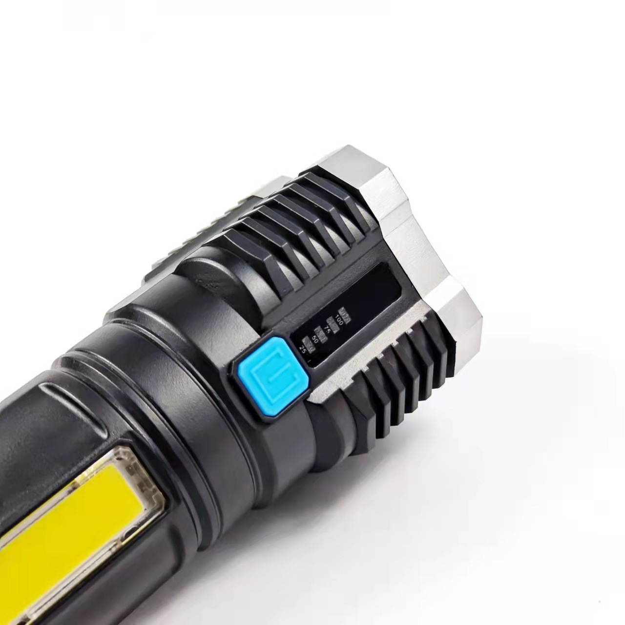 Wholesale of multi-functional outdoor LED high-intensity flashlight with battery level display, USB charging, COB side light flashlight pic 12
