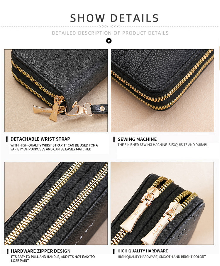 钱包女生长款双拉链wallet手机包女士钱夹大容量手拿包零钱包批发详情25