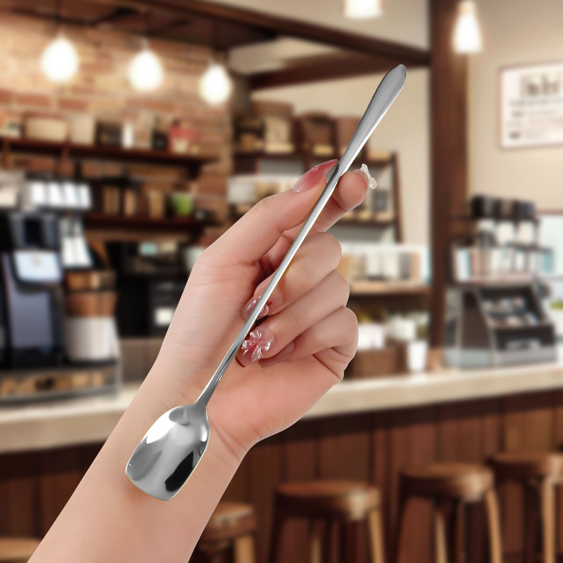 304 stainless steel spoons, mugs, long-handled stirring spoons, household coffee spoons with high appearance standards, bar cocktail ice spoons pic 10