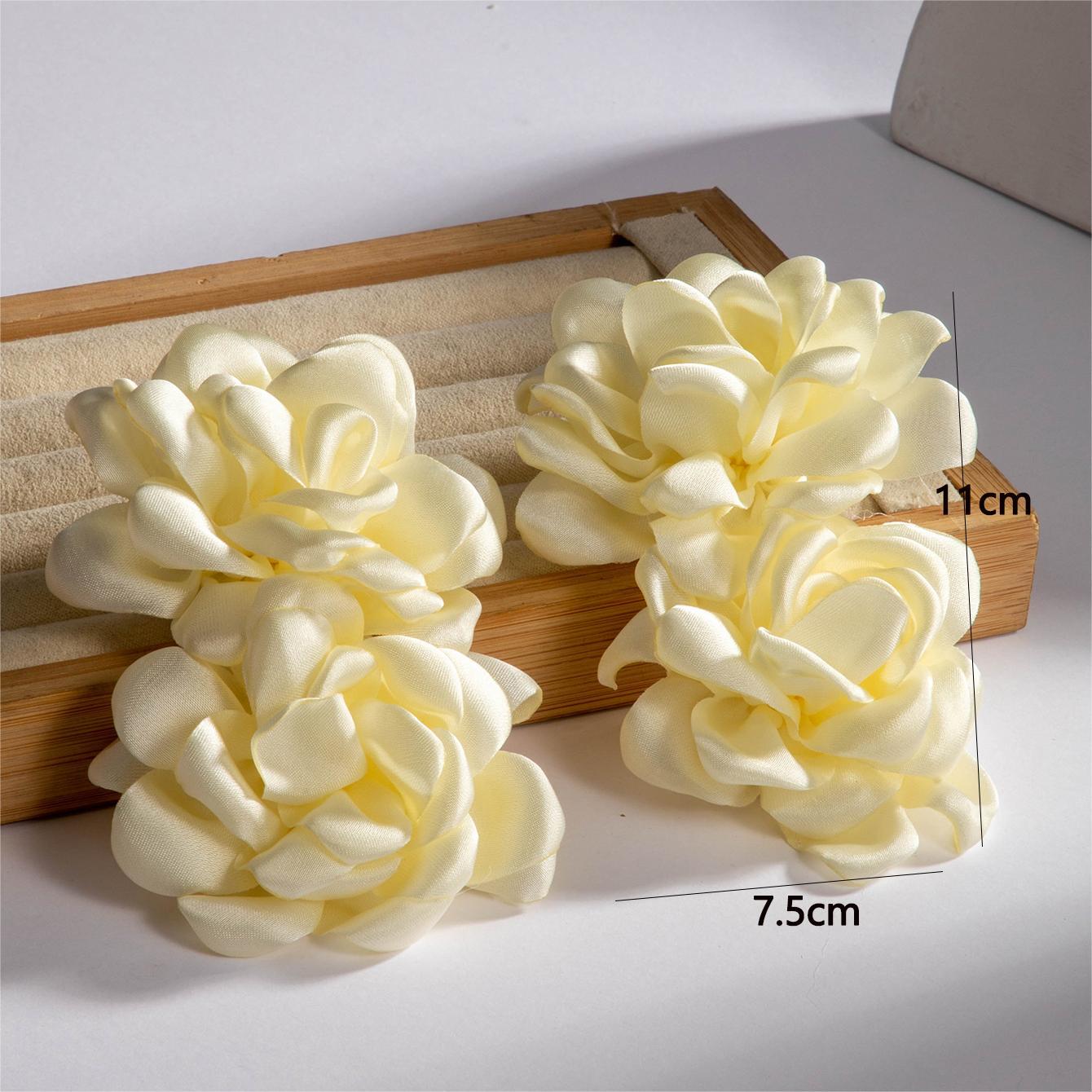 欧美跨境新款饰品 韩式蓬松大花朵耳环 高级绒布蕾丝多色耳饰套装详情5