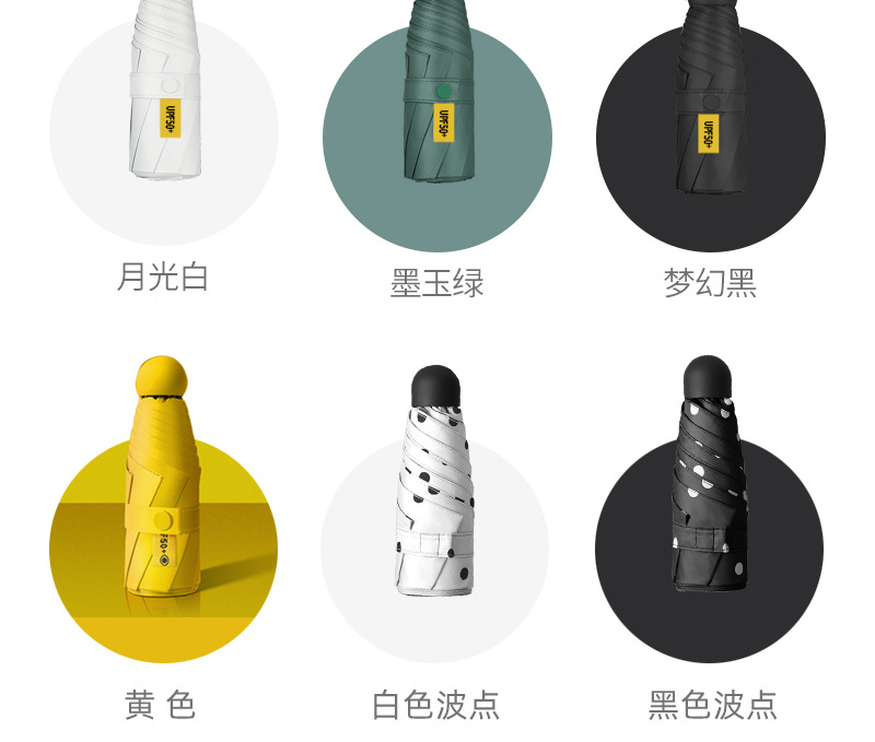 黑胶户外遮阳折叠礼品伞晴雨太阳伞 可定logo防晒胶囊五折广告伞详情9
