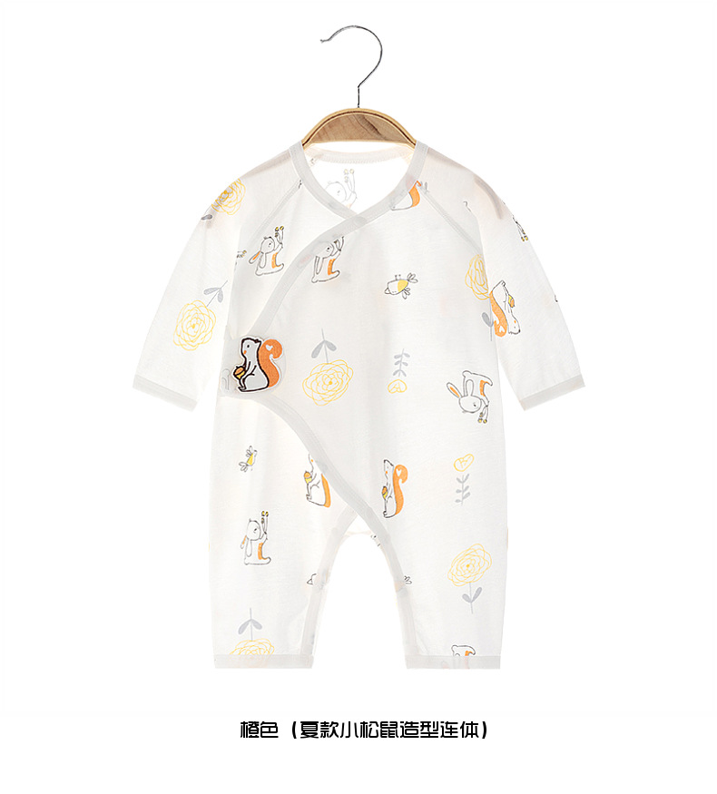 Summer baby one-piece suit, pure cotton thin boneless clothes for infants, long-sleeved clothes for babies, summer air-conditioned clothes pic 13
