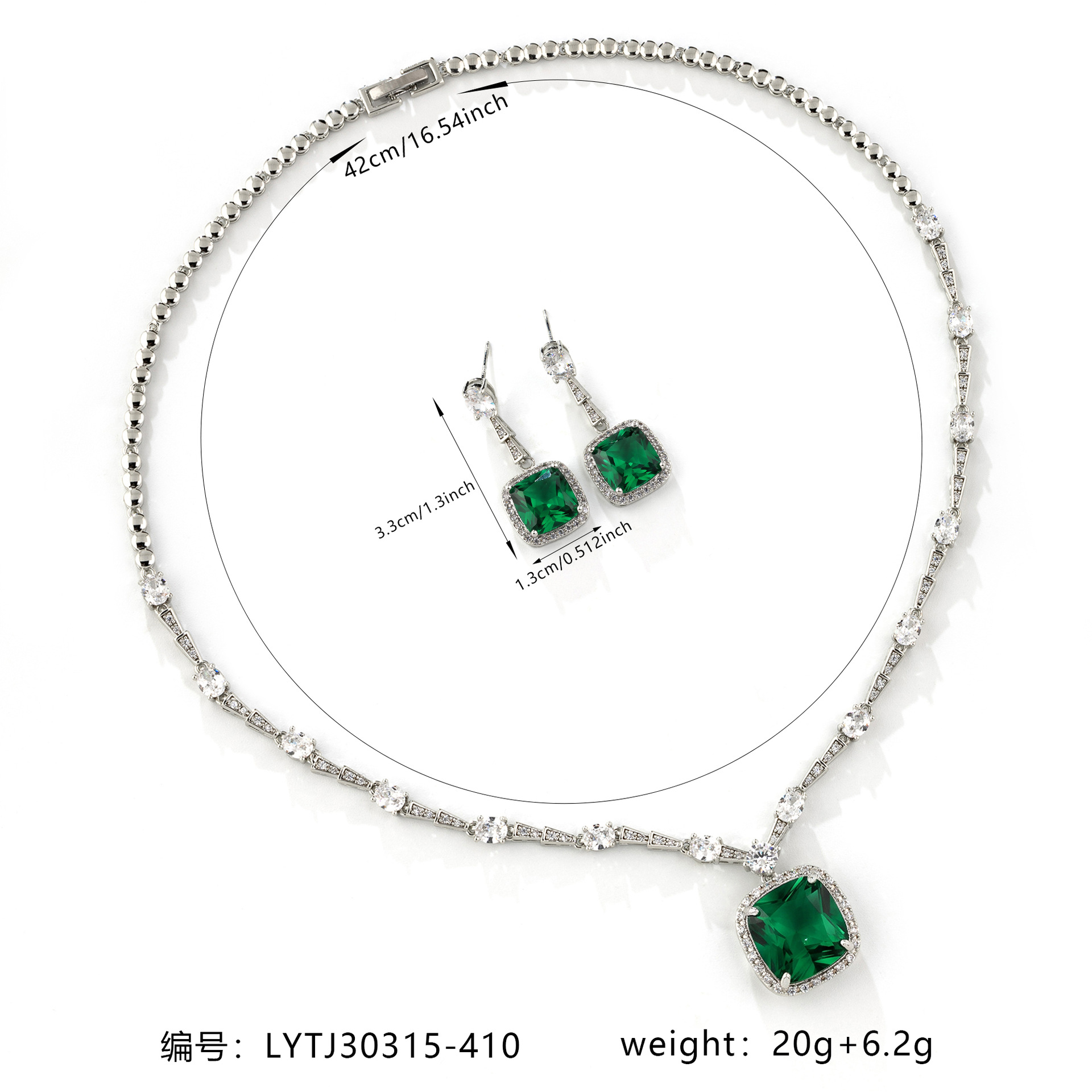 Explosivo crossover nicho sentido gordo cuadrado tesoro pendientes collar de mujer zafiro real nido de pájaro corte diamante rojo colgante conjunto lytj30315 gettisa banquete vestido joyería joyería de moda cross border multi accesorios pic 2