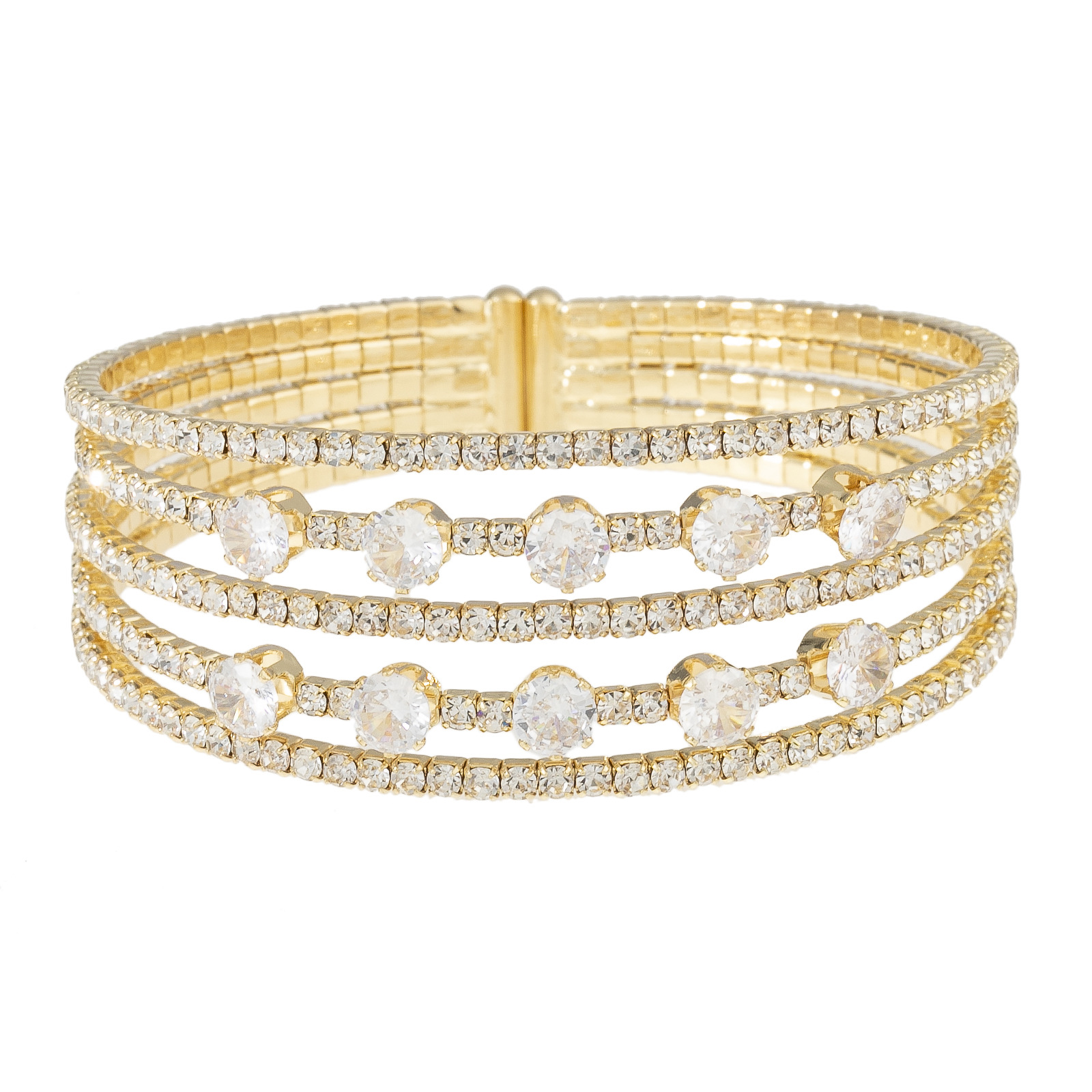 European and American cross-border fashion versatile bracelet, multi-row zircon opening adjustable bracelet, personalized elastic rhindiamond 5-layer jewelry manufacturer wholesale supply pic 7