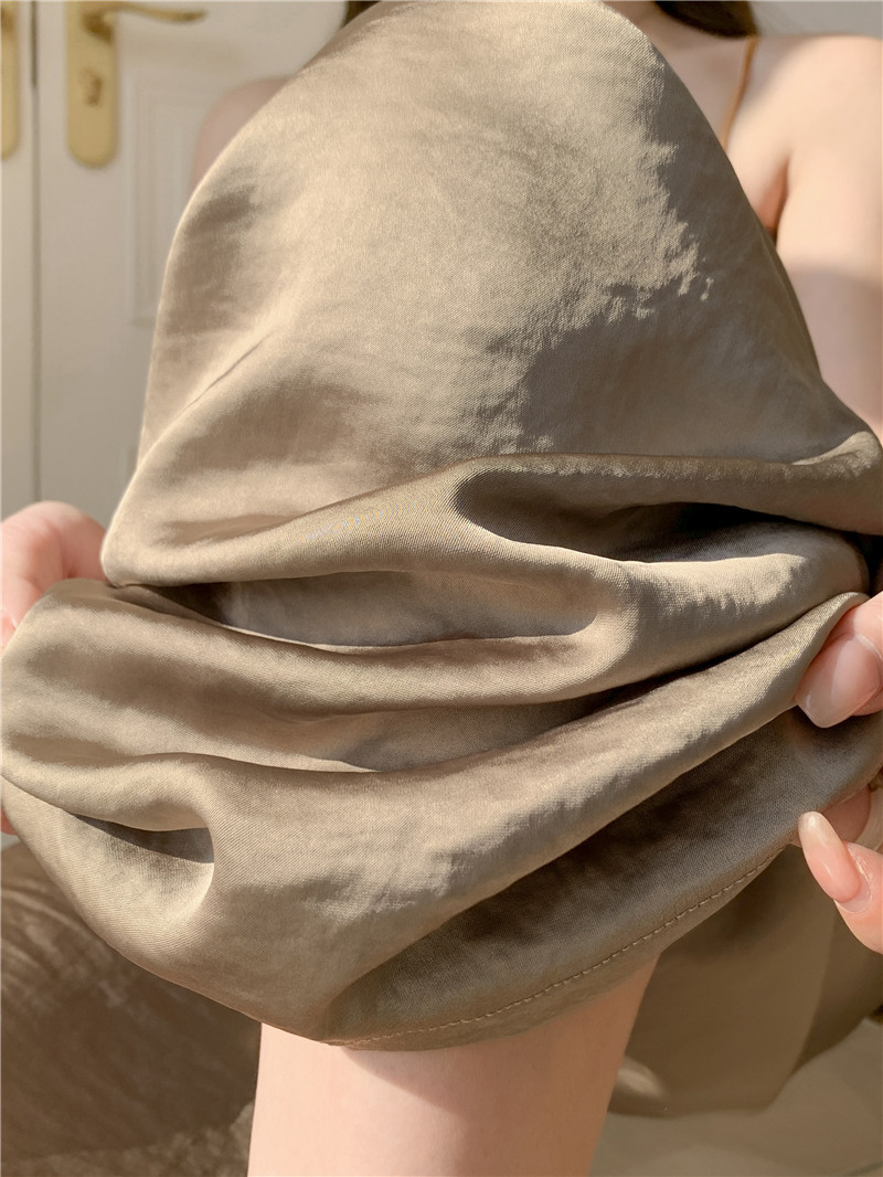 高腰松紧纵享丝滑珠光仿醋酸阔腿质感冰丝抽绳凉凉裤宽松阔腿裤女详情35