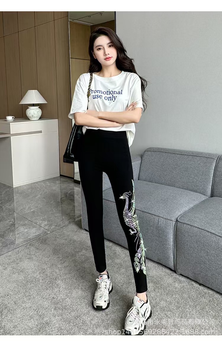 龙凤烫钻打底裤莫代尔高弹力裤高腰提臀运动健美裤铅笔裤秋冬加绒详情11