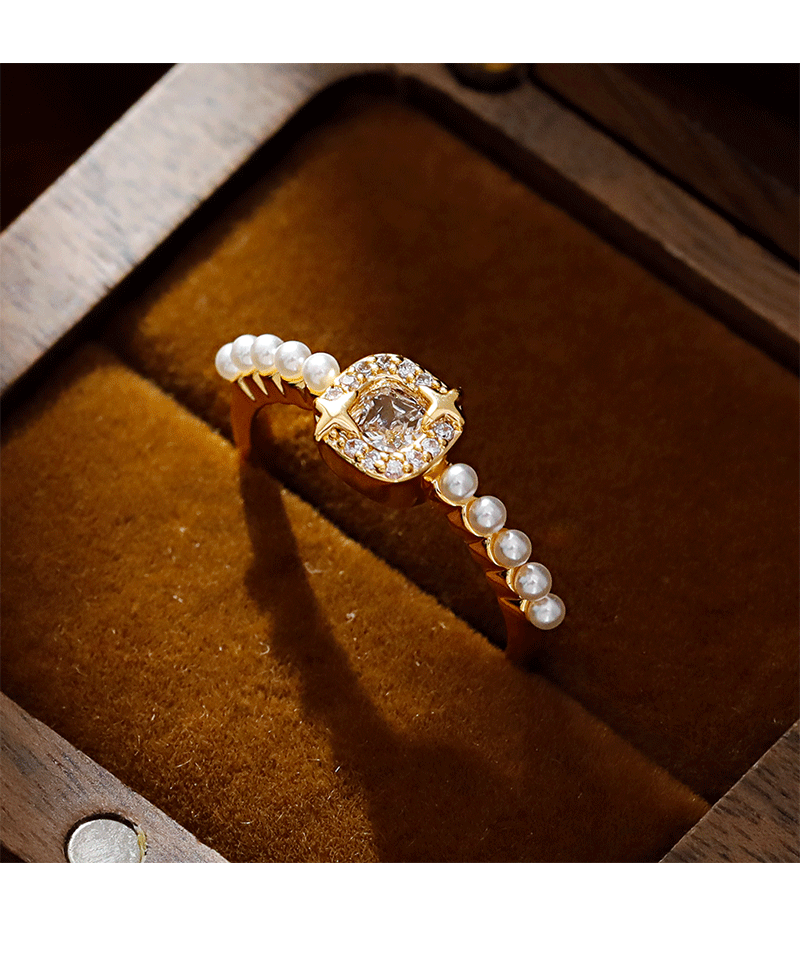 Hyacinth nicho diseño temperamento perla zirconia anillo mujer luz lujo sensación alta apertura ajustable anillo de dedo índice con adornos pic 4