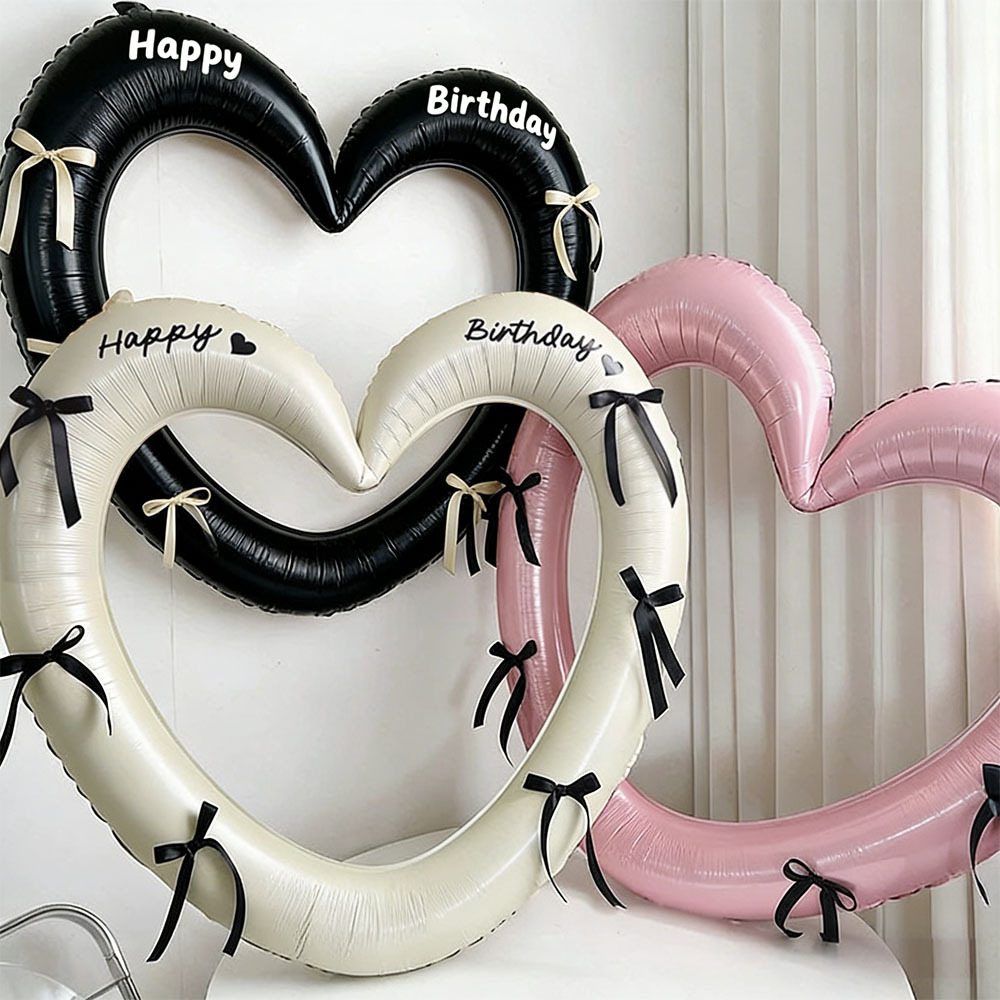 Ins风甜美风蝴蝶结镂空心形生日派对装饰情人节表白气球详情1