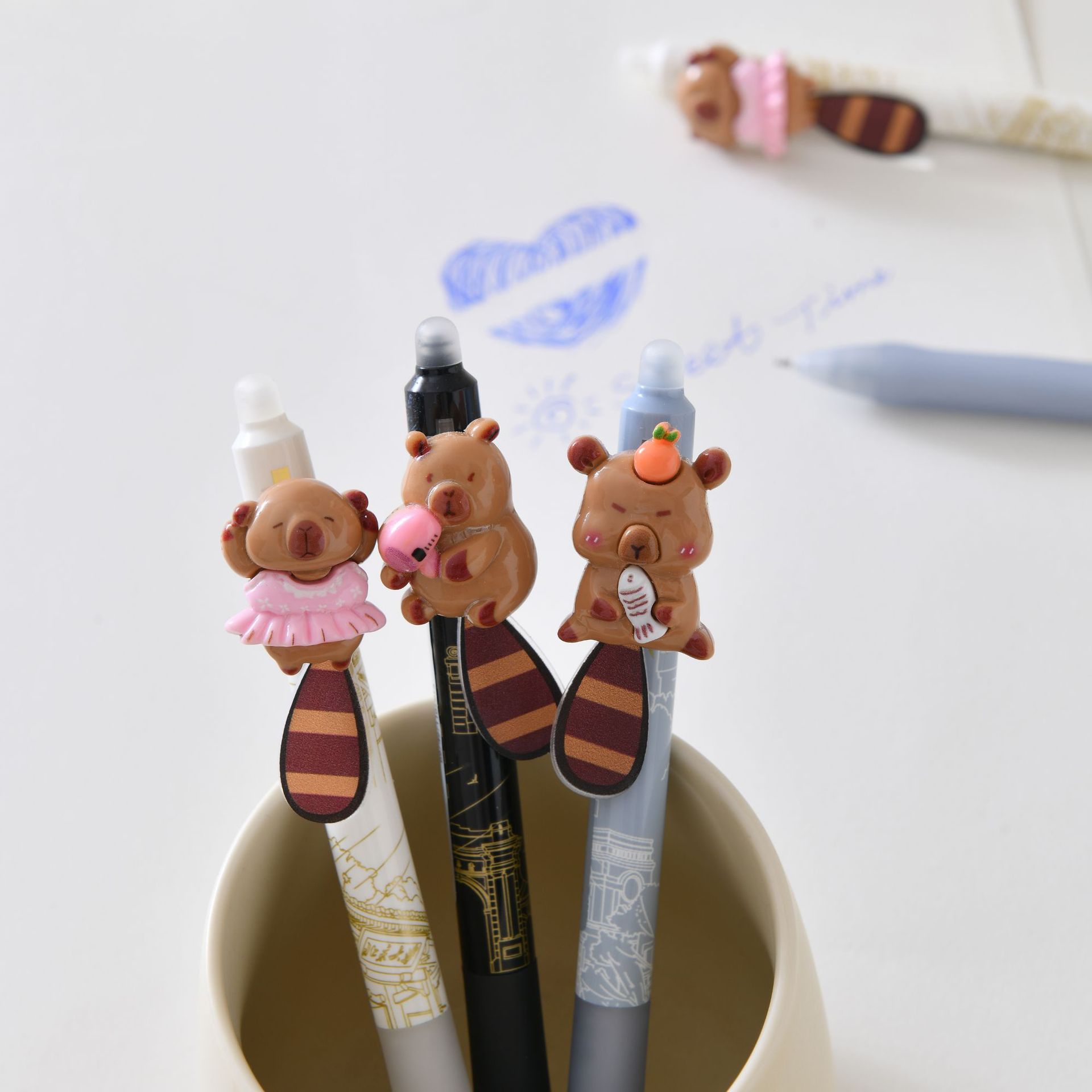 The new Capibala cute gel pen with a 0.5mm anti-slip grip is a stationery writing pen that can be used to erase questions pic 10