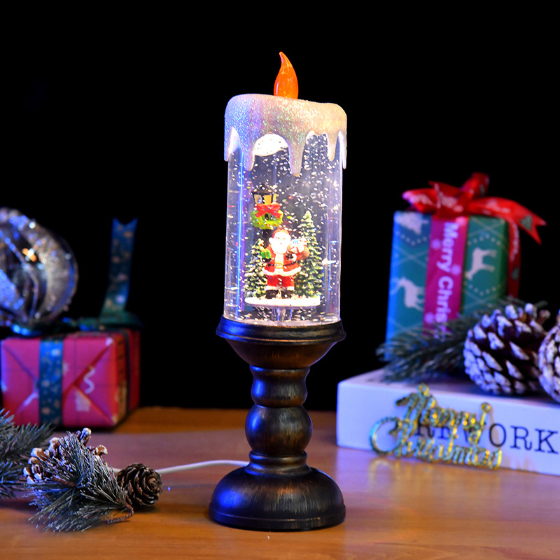 圣诞中号注水蜡烛创意小风灯夜灯摆件圣诞礼物圣诞元素内景带音乐详情6