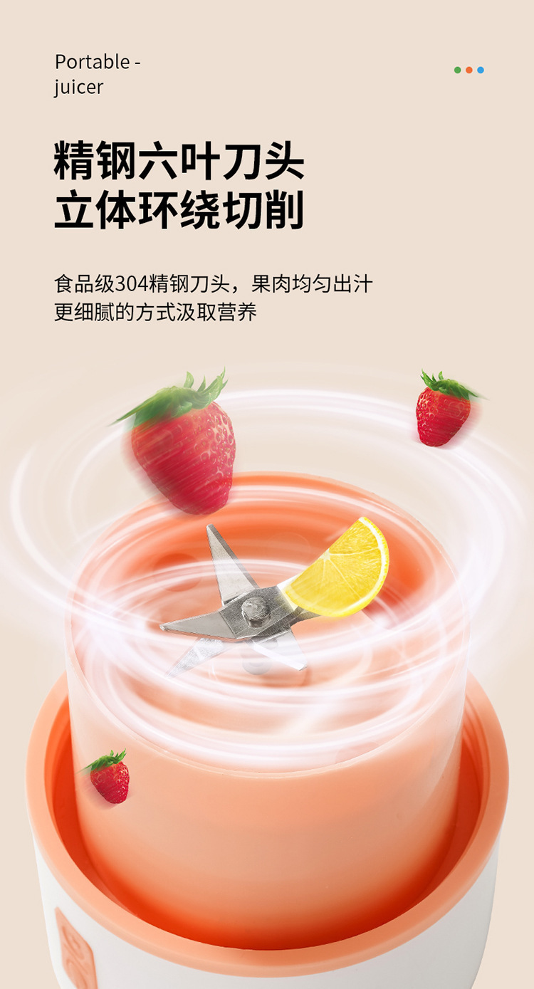跨境新款榨汁杯便携式小型家用多功能榨水果器果汁机无线榨汁机详情5