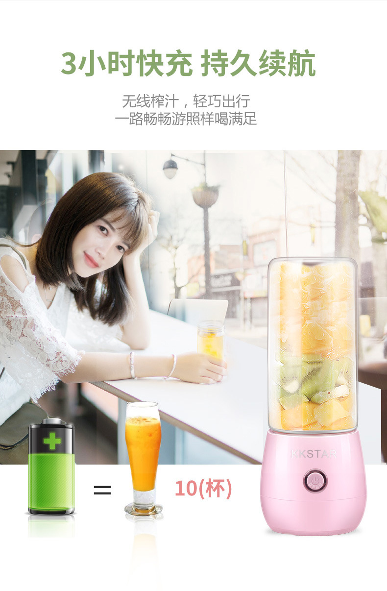 便携式多功能USB充电榨汁杯迷你榨汁机家用水果电动果汁搅拌杯详情14