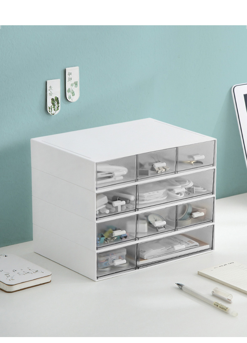 桌面收纳盒多层抽屉式桌面杂物文具整理盒化妆盒子家用防尘置物架详情12
