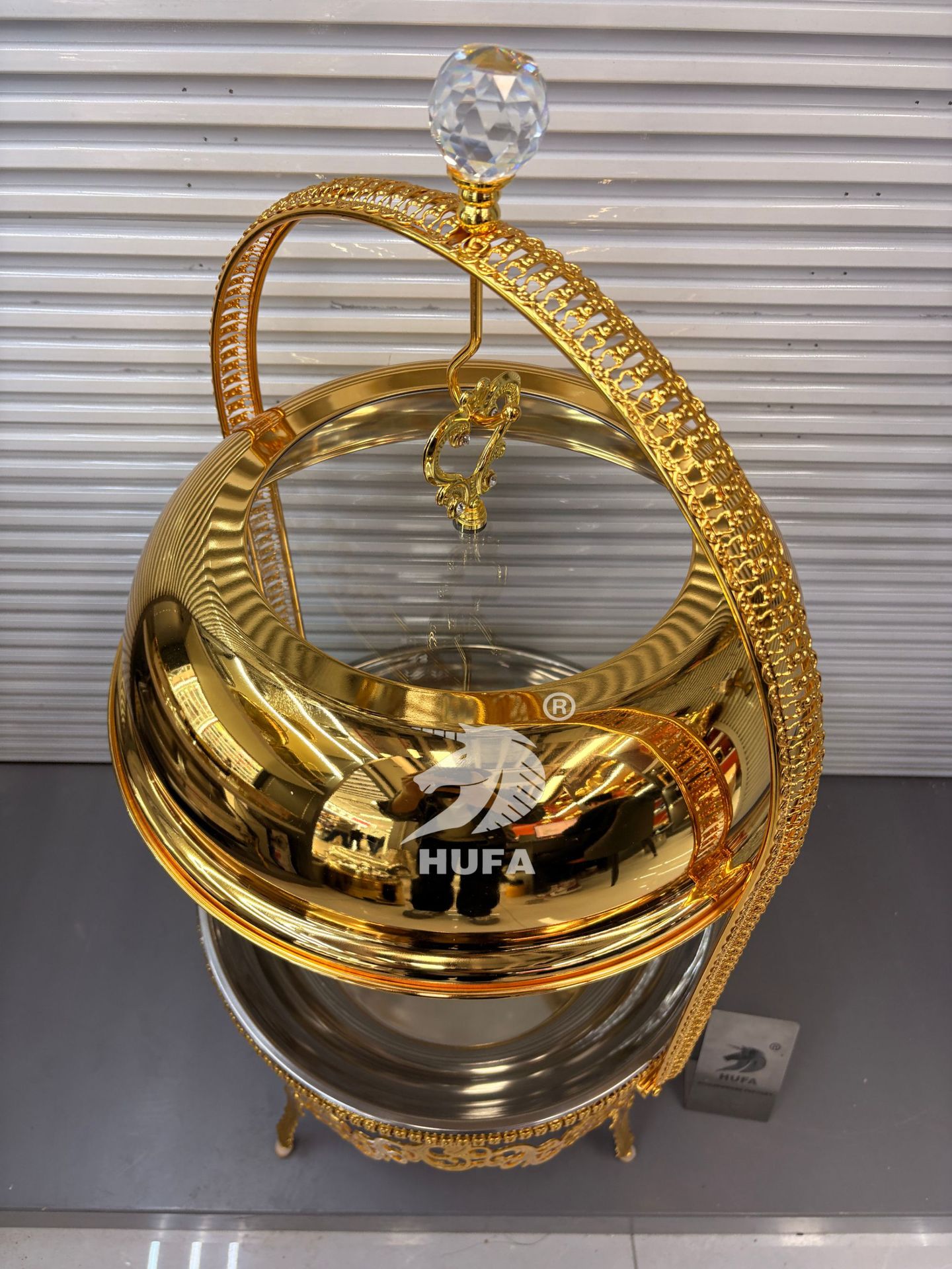 Cross-border stainless steel alcohol stove, hotel buffet stove, luxurious golden insulated stove, Chafing Dish pic 2