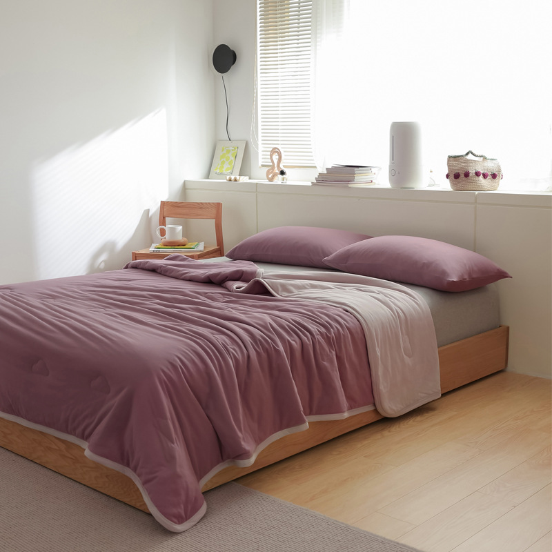 Simple Japanese Muji soft knitted cotton Tianzhu cotton quality two-color summer cool quilt, machine washable, water-washable air-conditioned quilt pic 18