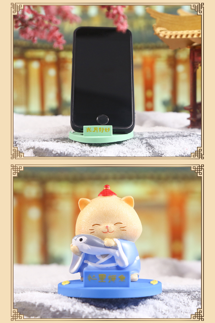新款喵喵万岁手机支架创意家居桌面摆件卡通可爱树脂工艺品摆件详情12