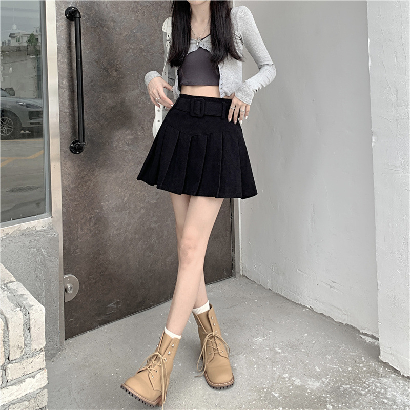 秋冬季韩版2024新款时尚辣妹高腰显瘦短款百搭纯色百褶半身裙子女详情34