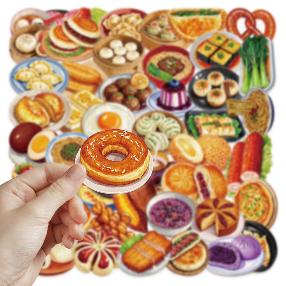 50 Chinese-style breakfast stickers made of pet material for thermos cups, mobile phones, diaries and tablet computers pic 5