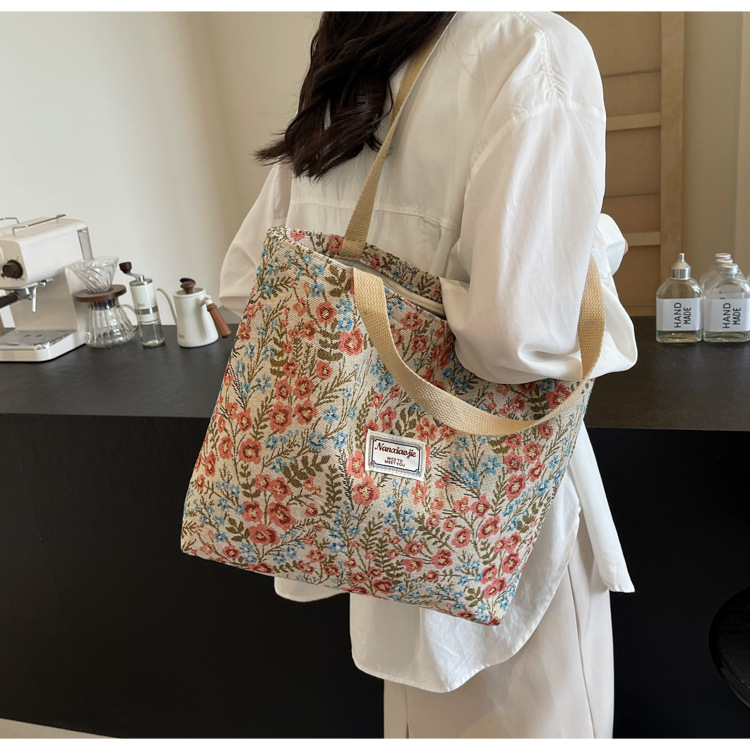 大容量帆布包包2024新款潮时尚百搭单肩手提袋子ins学生上课包女详情33