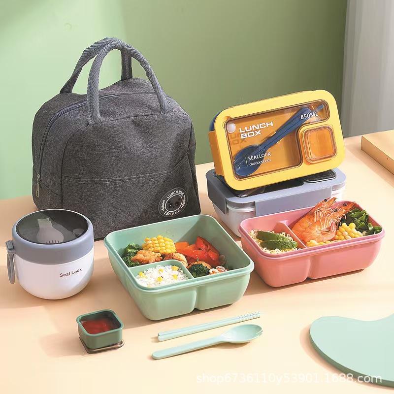 Student Japanese-style compartments lunch box, office worker sealed lunch box, microwave oven-safe and portable pic 5