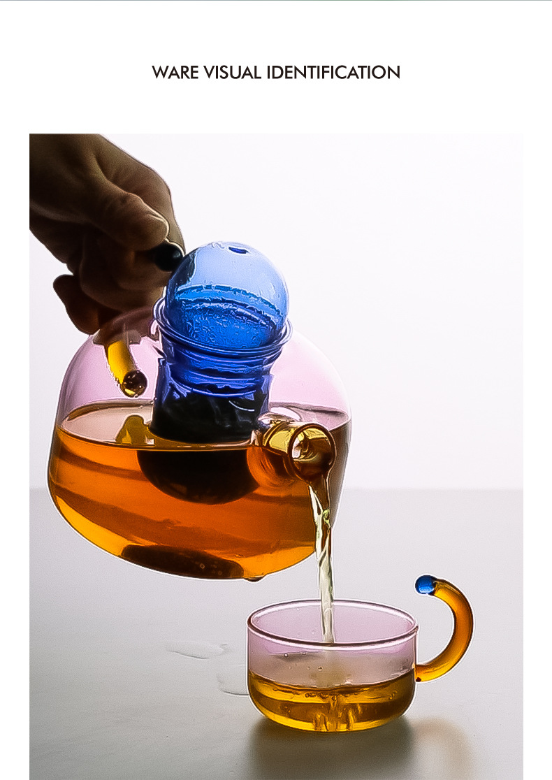 Creative high-temperature resistant glass tea water separation and filtration small brewing teapot, household electric ceramic stove, tea flower brewing teapot around the stove pic 9